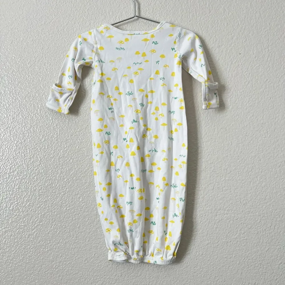 Hanna Andersson Sleeper Gown in Organic Pima Cotton Mushroom Print white yellow